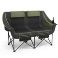 Oversized Heavy Duty Folding Camping Chair for Two Adults Loveseat with Cup Holders Storage Pockets and Carry Bag