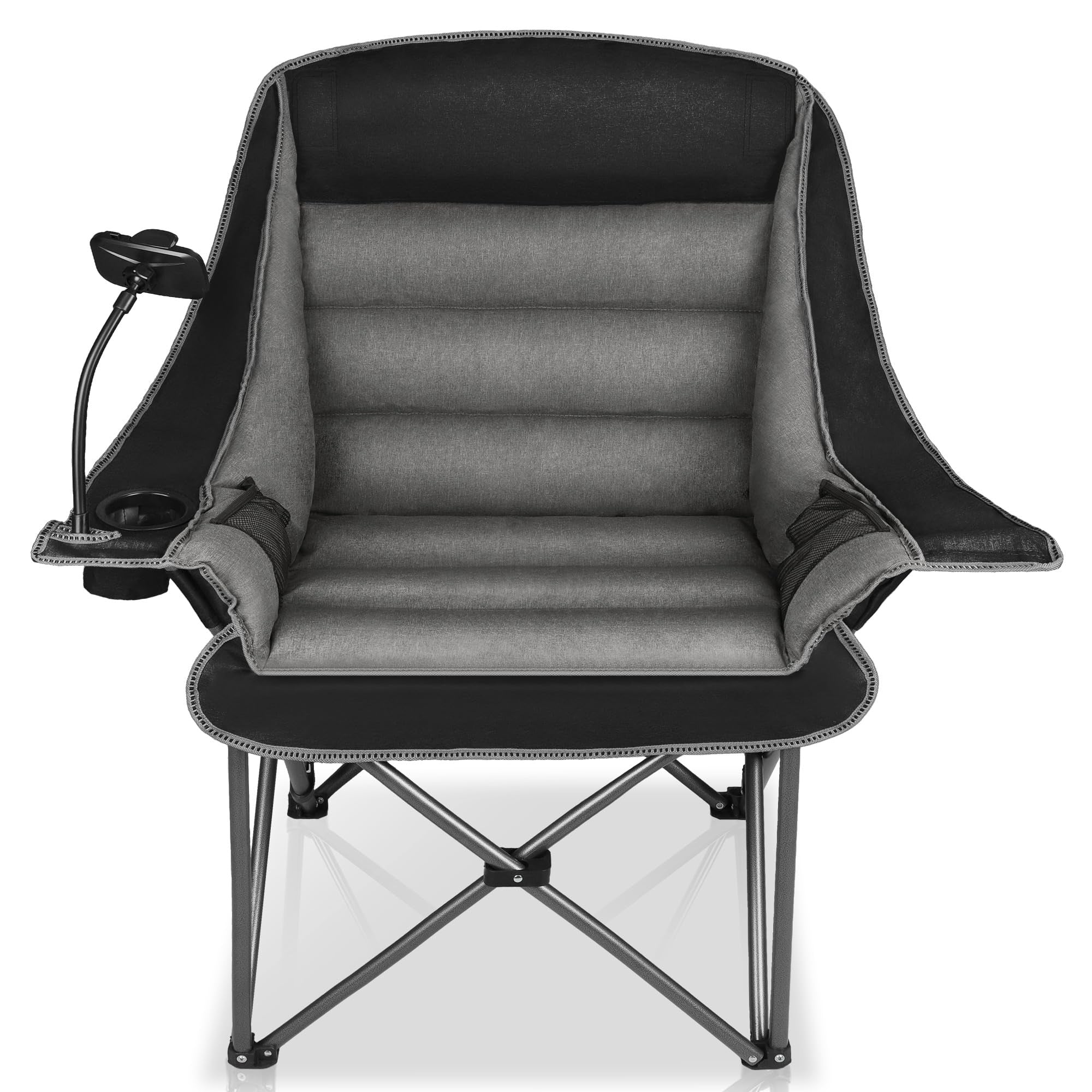 Oversized Folding Camping Chair for Adults Heavy Duty with Cup Holder Phone Holder and Side Pocket