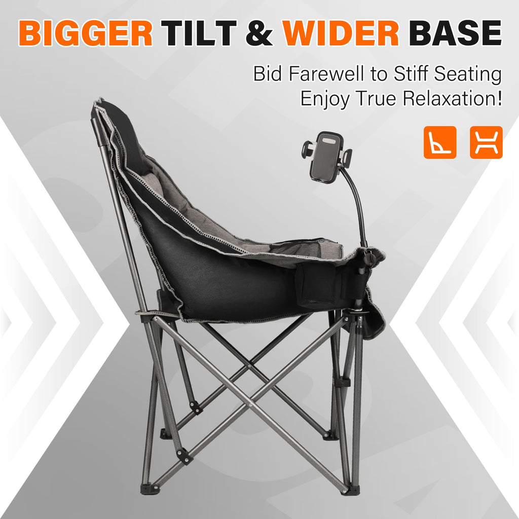 Oversized Folding Camping Chair for Adults Heavy Duty with Cup Holder Phone Holder and Side Pocket