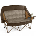 High Back Double Camping Chair for Two Adults Low Seat Folding Loveseat with Cup Holders and Carry Bag