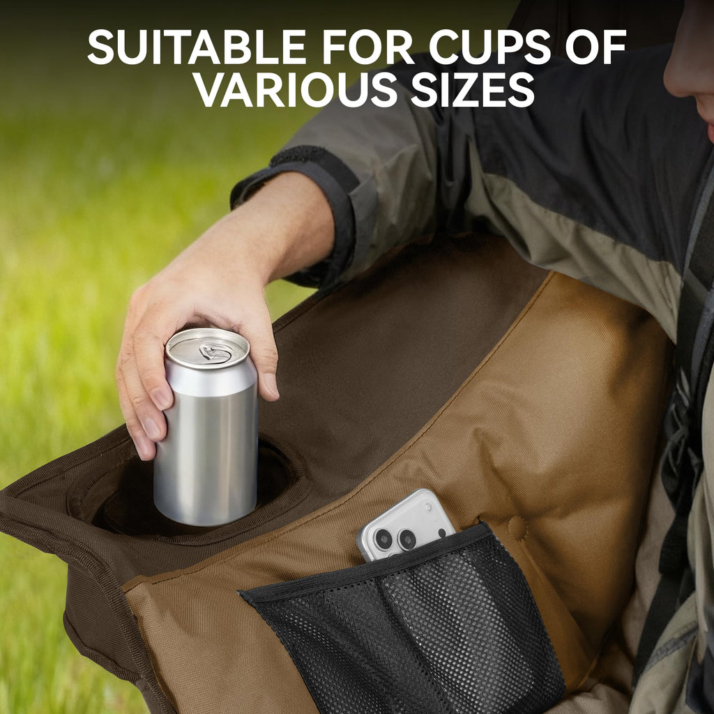 High Back Double Camping Chair for Two Adults Low Seat Folding Loveseat with Cup Holders and Carry Bag