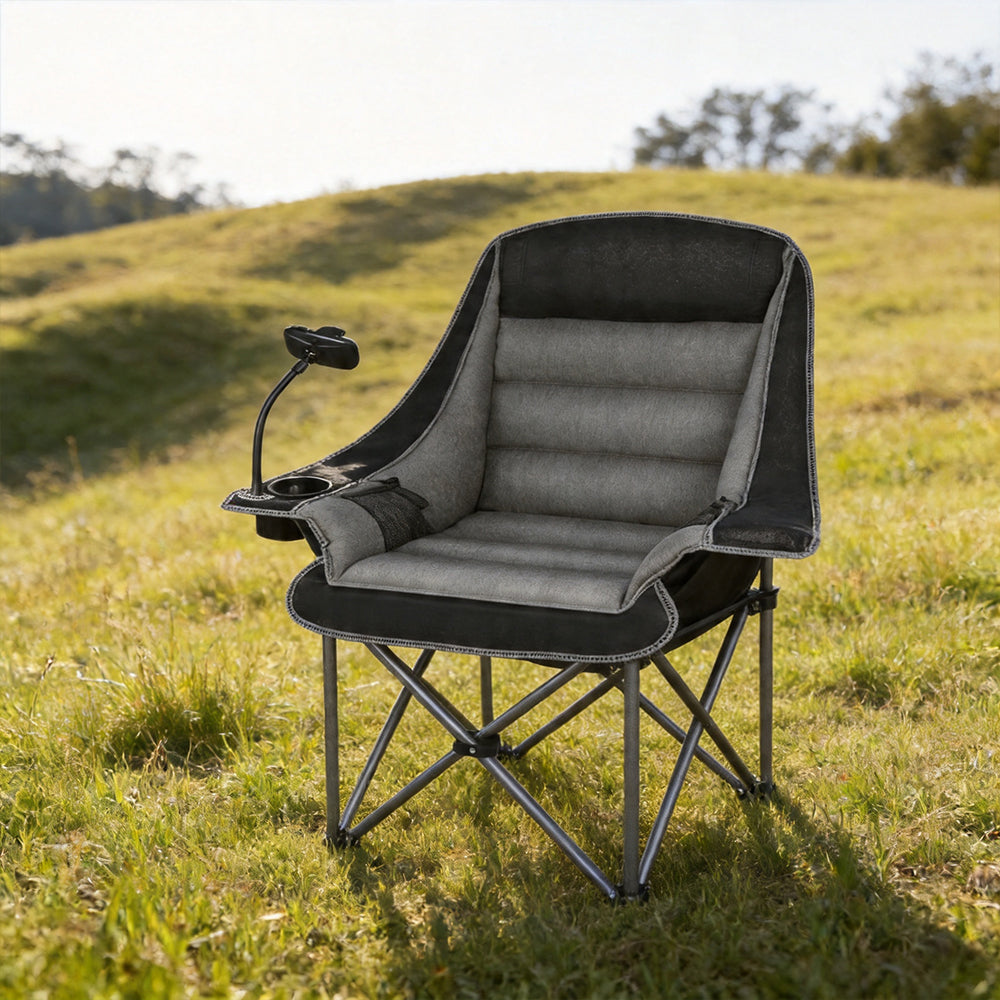 Oversized Folding Camping Chair for Adults Heavy Duty with Cup Holder Phone Holder and Side Pocket